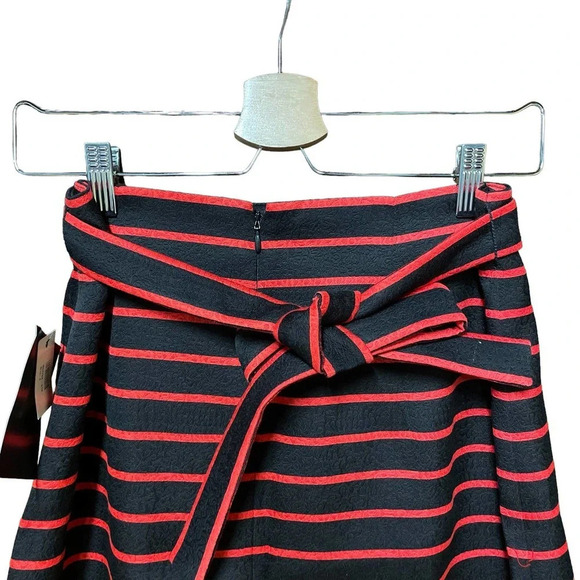 Proenza Schouler Striped Jacquard Suiting‎ Wrap Skirt Black Red Size 4 - Picture 9 of 13